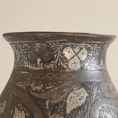 Antique Small Pyriform Shaped Bidri Vase