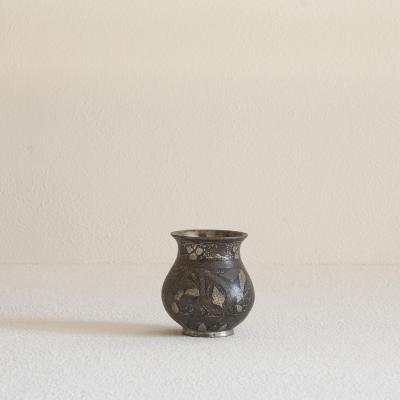 Antique Small Pyriform Shaped Bidri Vase