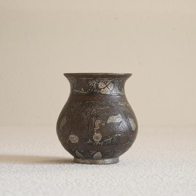 Antique Small Pyriform Shaped Bidri Vase