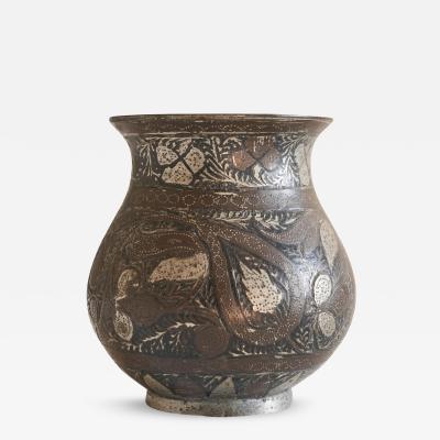 Antique Small Pyriform Shaped Bidri Vase