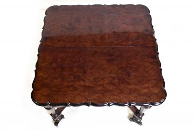 Antique Square Center Table Amboina and Walnut Wood Dutch 19th Century