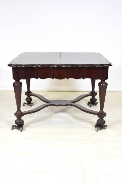 Antique Square Center Table Amboina and Walnut Wood Dutch 19th Century