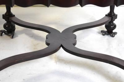 Antique Square Center Table Amboina and Walnut Wood Dutch 19th Century