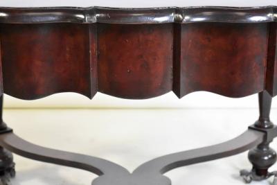 Antique Square Center Table Amboina and Walnut Wood Dutch 19th Century