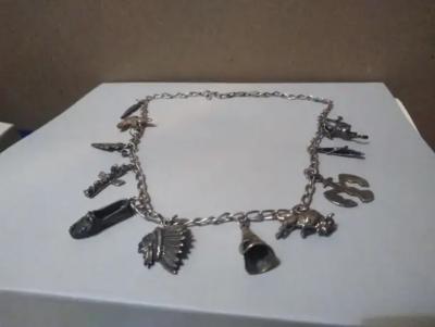 Antique Sterling Silver Charm Necklace