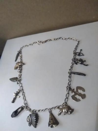 Antique Sterling Silver Charm Necklace