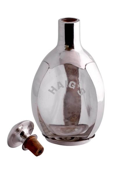 Antique Sterling Silver Ornate Dimple Bottle Decanter HAIG S Whiskey Mexico