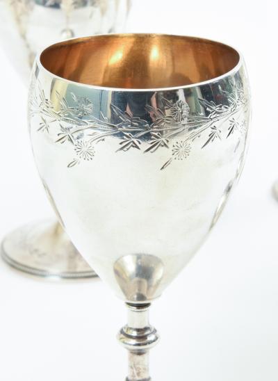 Antique Sterling Silver Set Six Barware Drinking Cups 