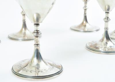 Antique Sterling Silver Set Six Barware Drinking Cups 