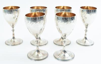 Antique Sterling Silver Set Six Barware Drinking Cups 