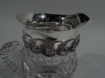 Antique Sterling Silver and Cut Glass Water Pitcher by New York Maker