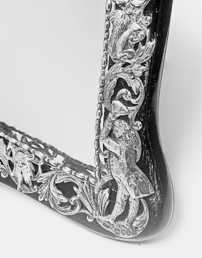 Antique Sterling Silver large table vanity Mirror London 1885 William Comyns