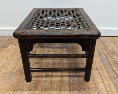 Antique Stool Woven Hyde Top