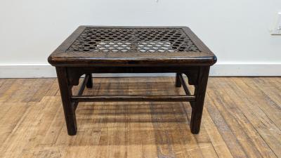 Antique Stool Woven Hyde Top