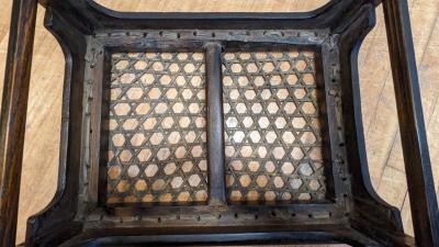 Antique Stool Woven Hyde Top