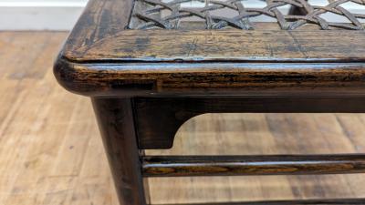 Antique Stool Woven Hyde Top