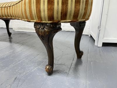 Antique Style Kidney Shaped Walnut Bench