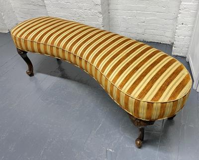 Antique Style Kidney Shaped Walnut Bench