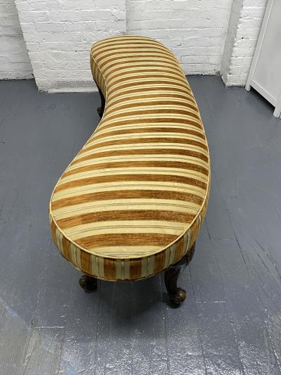 Antique Style Kidney Shaped Walnut Bench