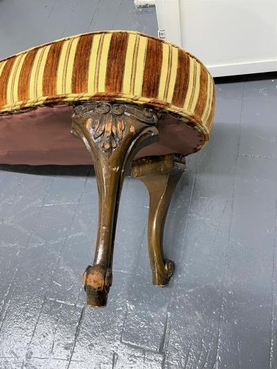 Antique Style Kidney Shaped Walnut Bench
