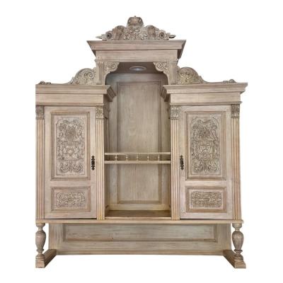 Antique Swedish Bleached Mahogany Marble Cupboard Hutch