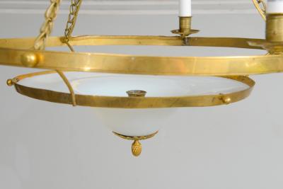 Antique Swedish Brass Fixture with Opaline Glass in the Neoclassic Manner