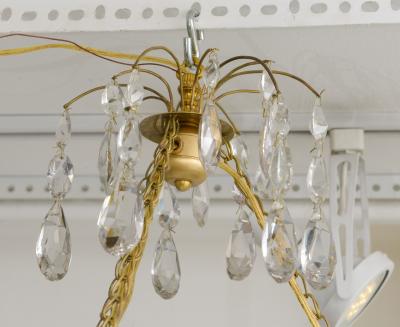 Antique Swedish Brass Fixture with Opaline Glass in the Neoclassic Manner