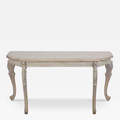 Antique Swedish Console Table W Silver Leaf Details