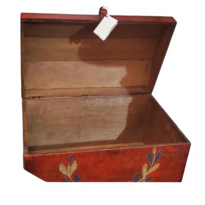 Antique Swedish Folk Art Hand Painted Trunk on Stand