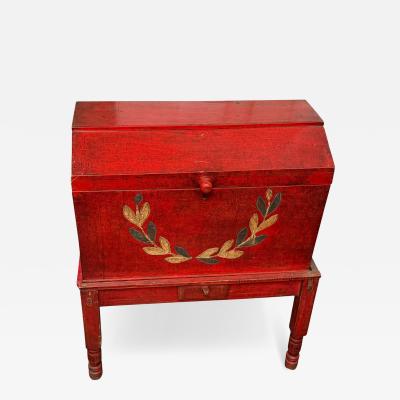 Antique Swedish Folk Art Hand Painted Trunk on Stand