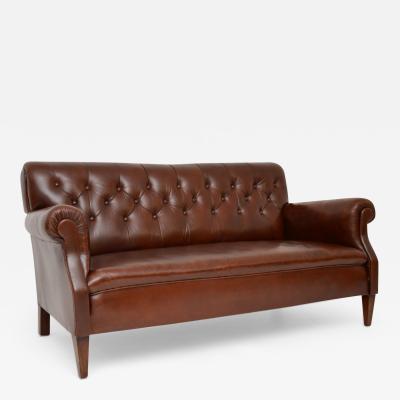 Antique Swedish Leather Sofa