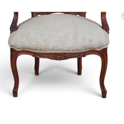 Antique Swedish Louis XV Style Beechwood Fauteuil Arm Chairs 1 of 2