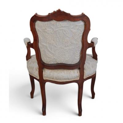 Antique Swedish Louis XV Style Beechwood Fauteuil Arm Chairs 1 of 2