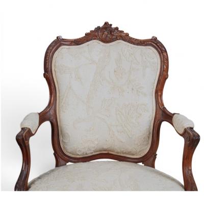 Antique Swedish Louis XV Style Beechwood Fauteuil Arm Chairs 1 of 2