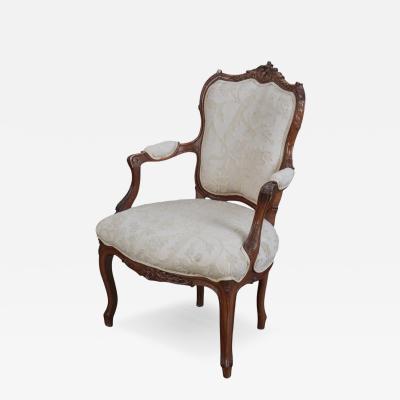 Antique Swedish Louis XV Style Beechwood Fauteuil Arm Chairs 1 of 2