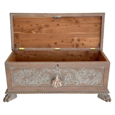 Antique Swedish Paw Foot Hope Chest Cedar Lined Trunk