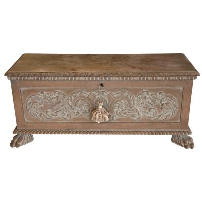 Antique Swedish Paw Foot Hope Chest Cedar Lined Trunk