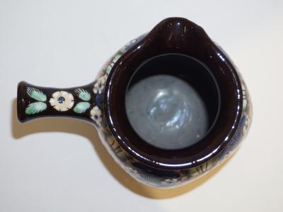 Antique Swiss Arts Crafts Brown Green Blue White Thoune Enamel Ceramic Jug