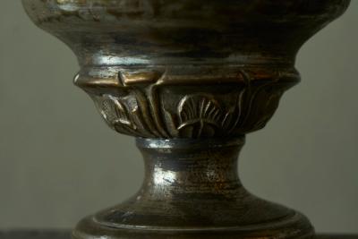 Antique Table Lamp in Patinated Silver Plated Brass 19th Century