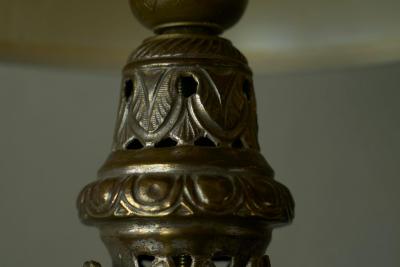 Antique Table Lamp in Patinated Silver Plated Brass 19th Century