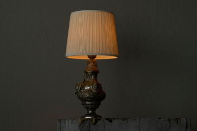 Antique Table Lamp in Patinated Silver Plated Brass 19th Century
