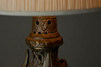 Antique Table Lamp in Patinated Silver Plated Brass 19th Century