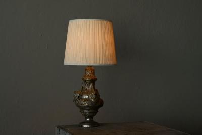 Antique Table Lamp in Patinated Silver Plated Brass 19th Century