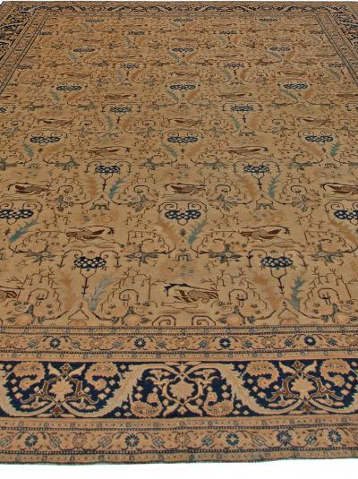 Antique Tabriz Rug in Blue and Brown