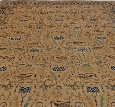 Antique Tabriz Rug in Blue and Brown