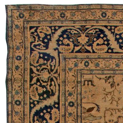 Antique Tabriz Rug in Blue and Brown