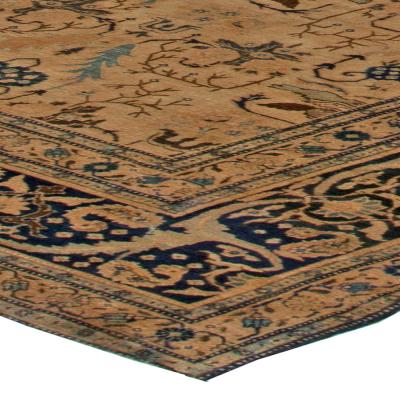 Antique Tabriz Rug in Blue and Brown