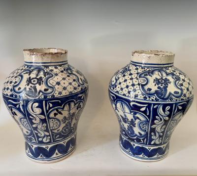 Antique Talavera Pottery Jars From Puebla Mexico