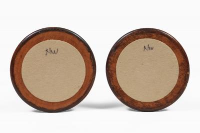 Antique Tall Mahogany Turned and Carved Candlesticks a Pair