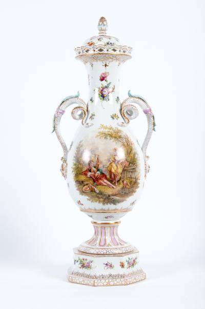 Antique Tall Porcelain Vase Decorative Piece